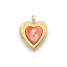 Load image into Gallery viewer, 14K Yellow Gold Heart Mother And Baby Locket Pendant