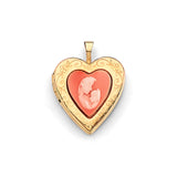 14K Yellow Gold Heart Mother And Baby Locket Pendant