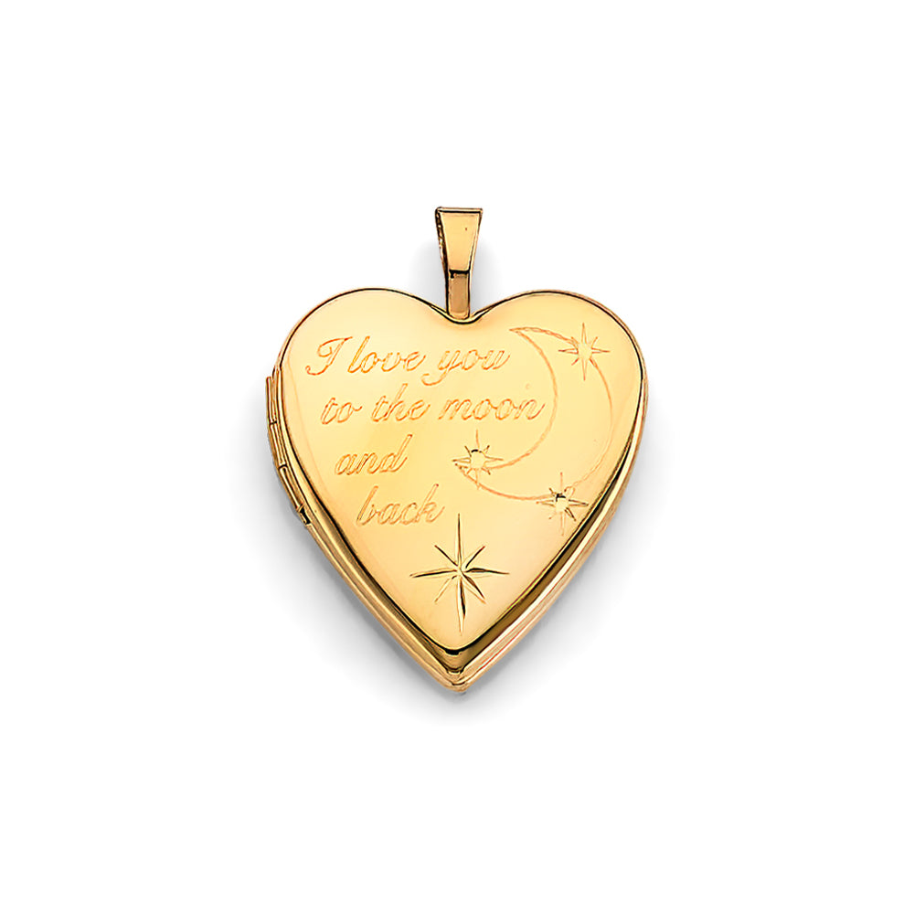 14K Yellow Gold Heart Love Sign Locket Pendant