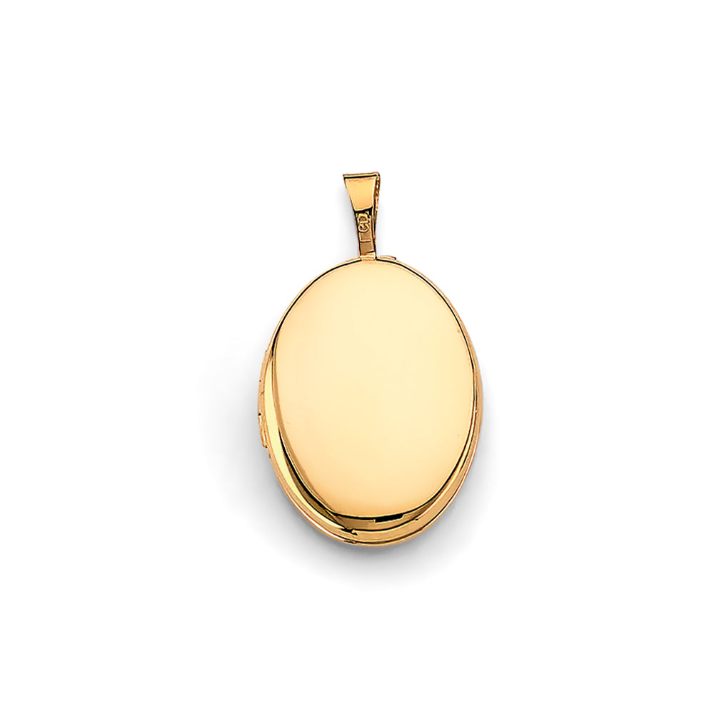 14K Yellow Gold Oval Plain Locket Pendant