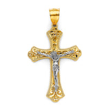 14K Two Tone Gold Crucifix Cross 30mm Pendant