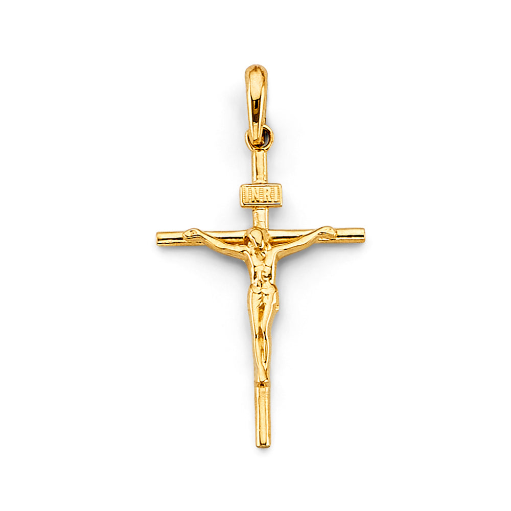 14K Yellow Gold 17mm Crucifix Cross Pendant