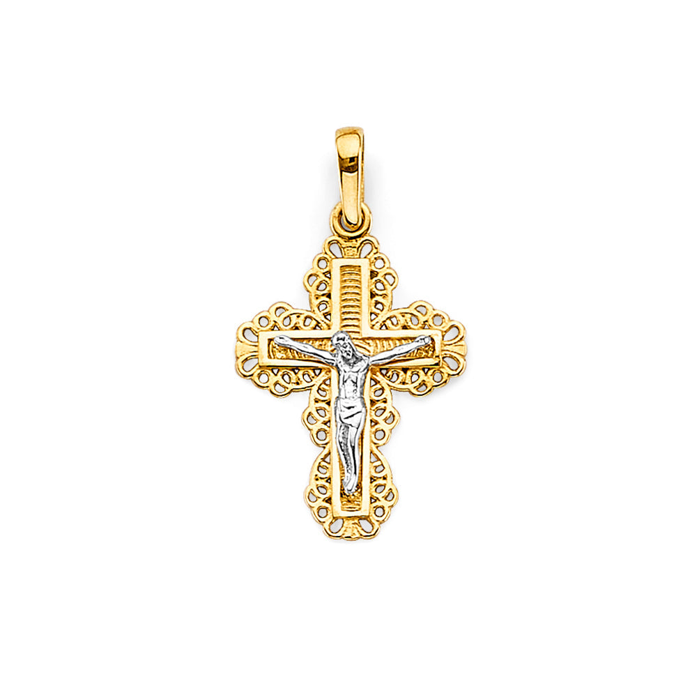 14K Yellow Gold 15mm Celtic Crucifix Cross Pendant