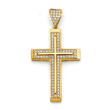 14K Yellow Gold CZ Cross Pendant