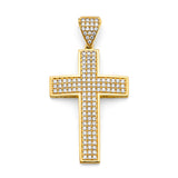 14K Yellow Gold 25mm CZ Cross Pendant