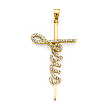 Load image into Gallery viewer, 14K Yellow Gold CZ Jesus Cross Pendant