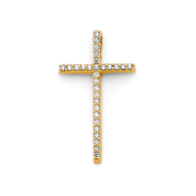 14K Yellow Gold 15mm CZ Cross Pendant