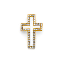 Load image into Gallery viewer, 14K Yellow Gold CZ Open Cross Pendant