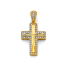 Load image into Gallery viewer, 14K Yellow Gold CZ Cross 15mm Pendant