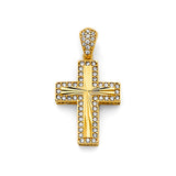 14K Yellow Gold CZ Cross 15mm Pendant