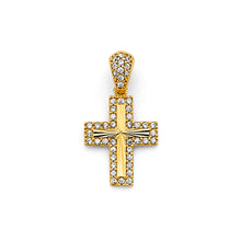 Load image into Gallery viewer, 14K Yellow Gold 13mm CZ Cross Pendant