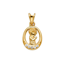 Load image into Gallery viewer, 14K Yellow Gold CZ Boy Praying Pendant