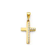 Load image into Gallery viewer, 14K Yellow Gold 10mm CZ Cross Pendant