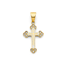 Load image into Gallery viewer, 14K Yellow Gold CZ 13mm Cross Pendant