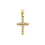 14K Yellow Gold 12mm CZ Cross Pendant