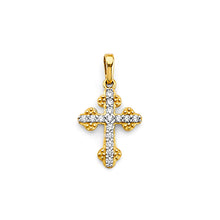 Load image into Gallery viewer, 14K Two Tone Gold 12mm CZ Cross Pendant