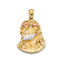 Load image into Gallery viewer, 14K Tri Color Gold CZ Jesus Christ Head Pendant