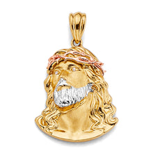 Load image into Gallery viewer, 14K Tri Color Gold 20mm CZ Jesus Christ Head Pendant