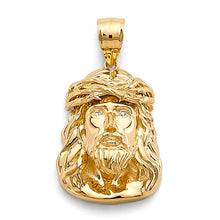 Load image into Gallery viewer, 14K Yellow Gold CZ Jesus Christ Head Pendant