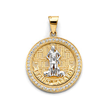 Load image into Gallery viewer, 14K Two Tone Gold CZ Round San Lazaro Pendant