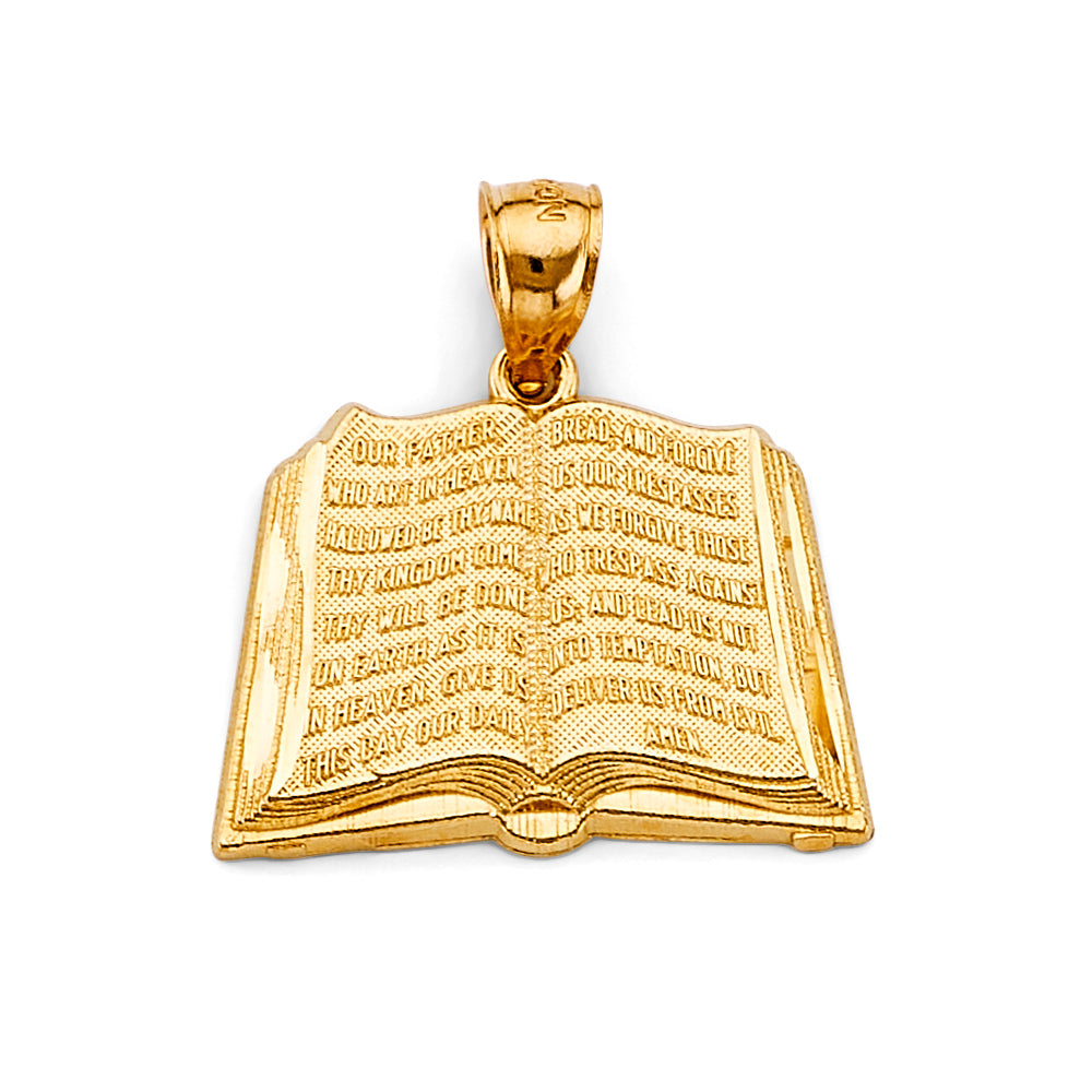 14K Yellow Gold Bible Book Pendant