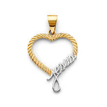 Load image into Gallery viewer, 14K Two Tone Gold Heart Jesus Pendant