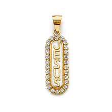 Load image into Gallery viewer, 14K Yellow Gold CZ Jesus Pendant