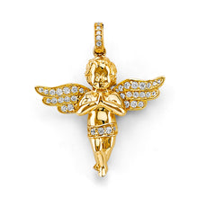 Load image into Gallery viewer, 14K Yellow Gold CZ Angel Pendant