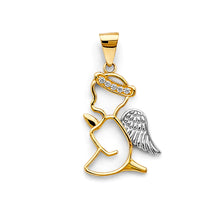 Load image into Gallery viewer, 14K Two Tone Gold CZ Angel Pendant