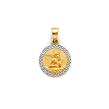 Load image into Gallery viewer, 14K Two Tone Gold Round Angel Pendant