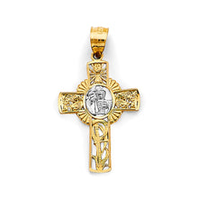 Load image into Gallery viewer, 14K Two Tone Gold 1st Communion Cross Pendant