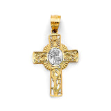 14K Two Tone Gold 1st Communion Cross Pendant