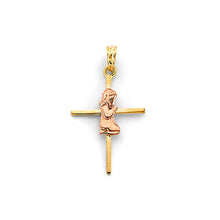 Load image into Gallery viewer, 14K Two Tone Gold Girl First Communion Cross Pendant