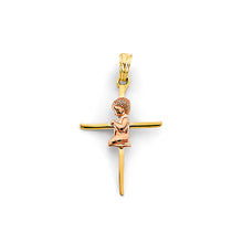 Load image into Gallery viewer, 14K Two Tone Gold Boy First Communion Cross Pendant