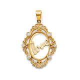 14K Yellow Gold CZ Love Pendant