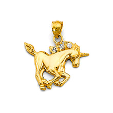 Load image into Gallery viewer, 14K Yellow Gold CZ Unicorn Pendant