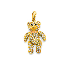 Load image into Gallery viewer, 14K Yellow Gold CZ Motion Teddy Bear Pendant