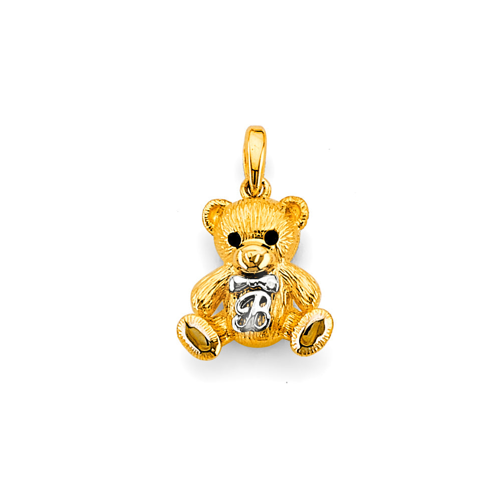 14K Two Tone Gold Teddy Bear Pendant