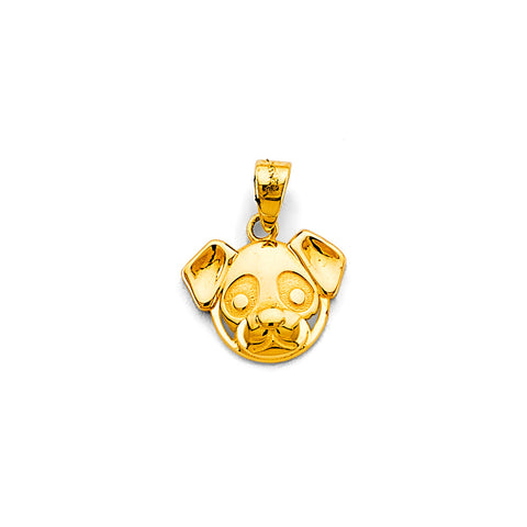 14K Yellow Gold Small Dog Face Pendant