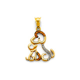 14K Two Tone Gold CZ Dog Pendant