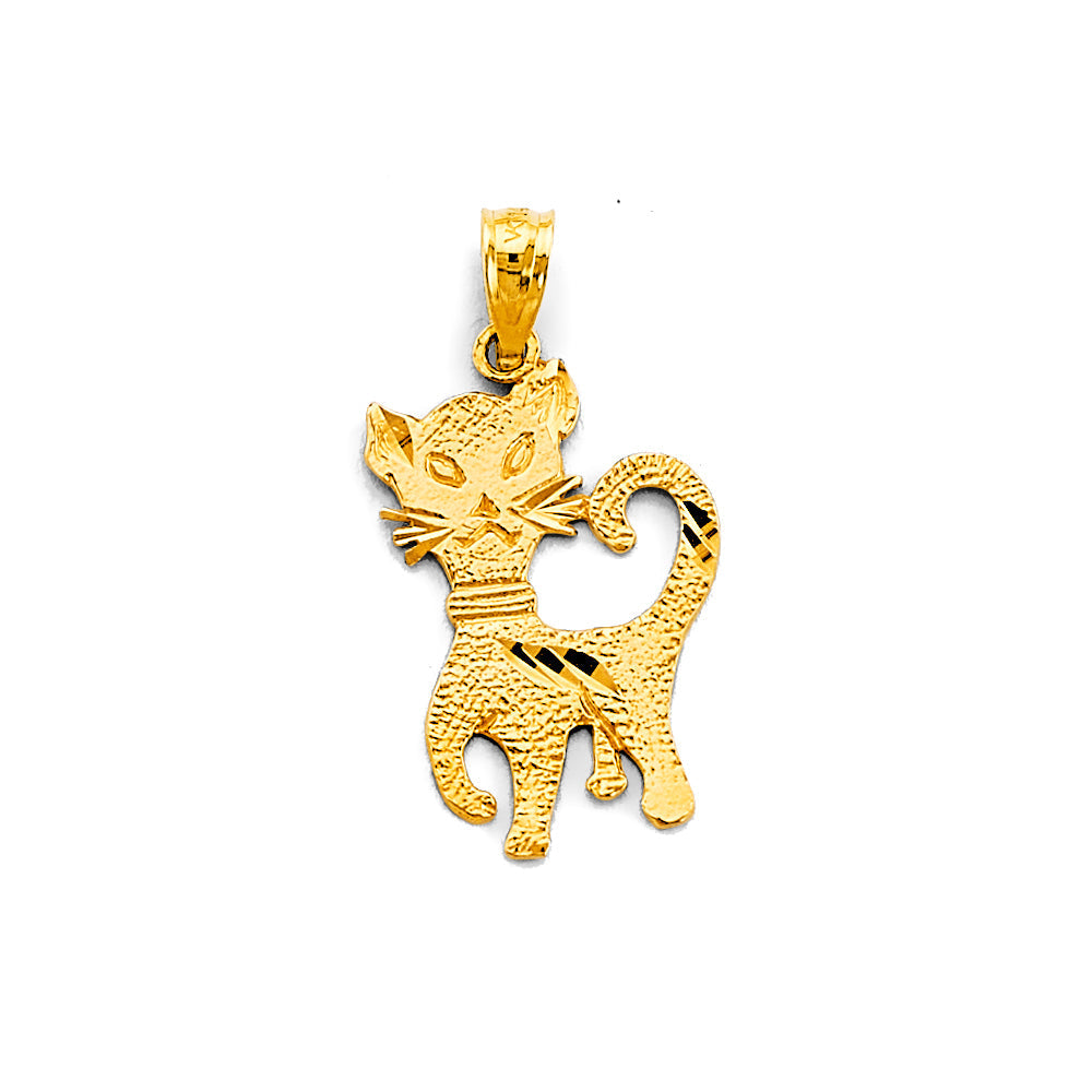 14K Yellow Gold 13mm Cat Pendant