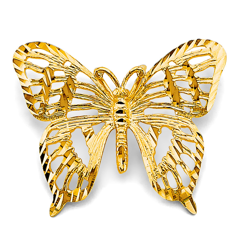 14K Yellow Gold Big Butterfly Pendant