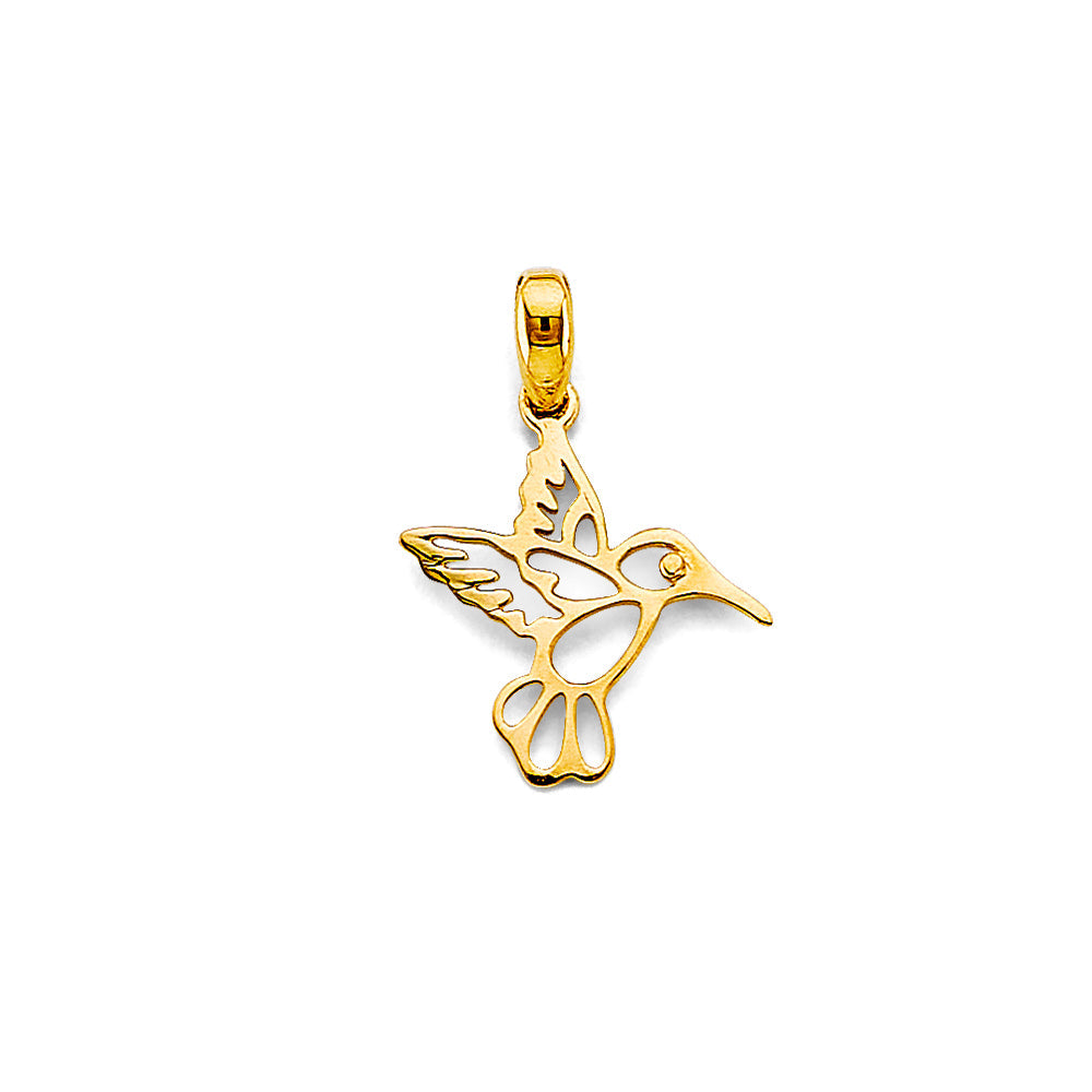 14K Yellow Gold Humming Bird Pendant