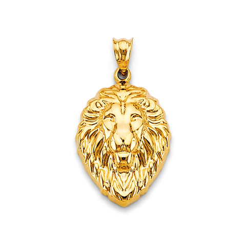 14K Yellow Gold Lion Face Pendant