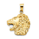 14K Yellow Gold 25mm Lion Face Pendant