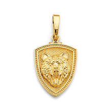 Load image into Gallery viewer, 14K Yellow Gold Shield With Tiger Face Pendant