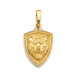 14K Yellow Gold Shield With Tiger Face Pendant