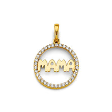 Load image into Gallery viewer, 14K Yellow Gold CZ Round Mama Pendant