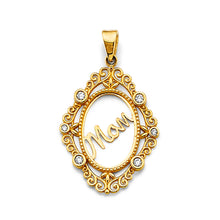 Load image into Gallery viewer, 14K Two Tone Gold CZ Mom Pendant