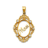 14K Two Tone Gold CZ Mom Pendant